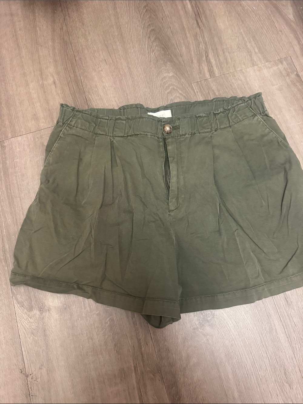 LOFT Olive Green Paperbag-Waist Shorts
